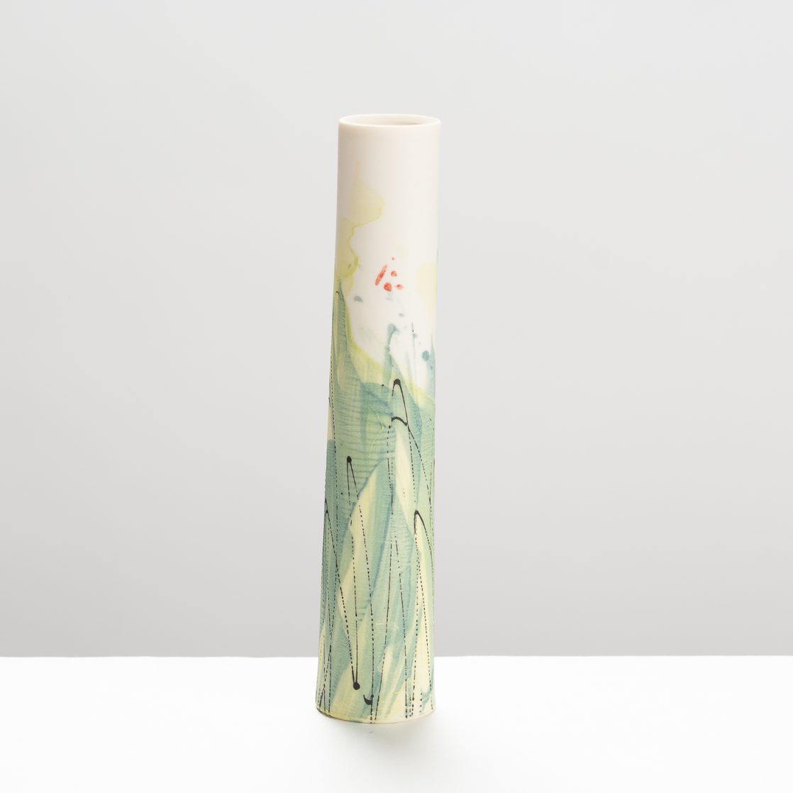 AT488Y456 Single Stem Vase Teal/Lime Monoprint