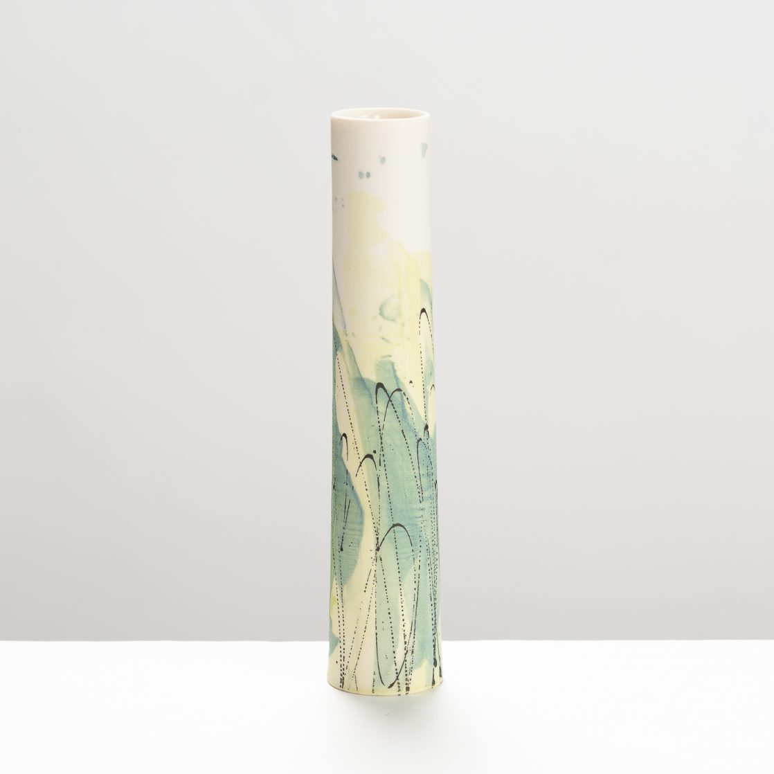 AT488Y456 Single Stem Vase Teal/Lime Monoprint