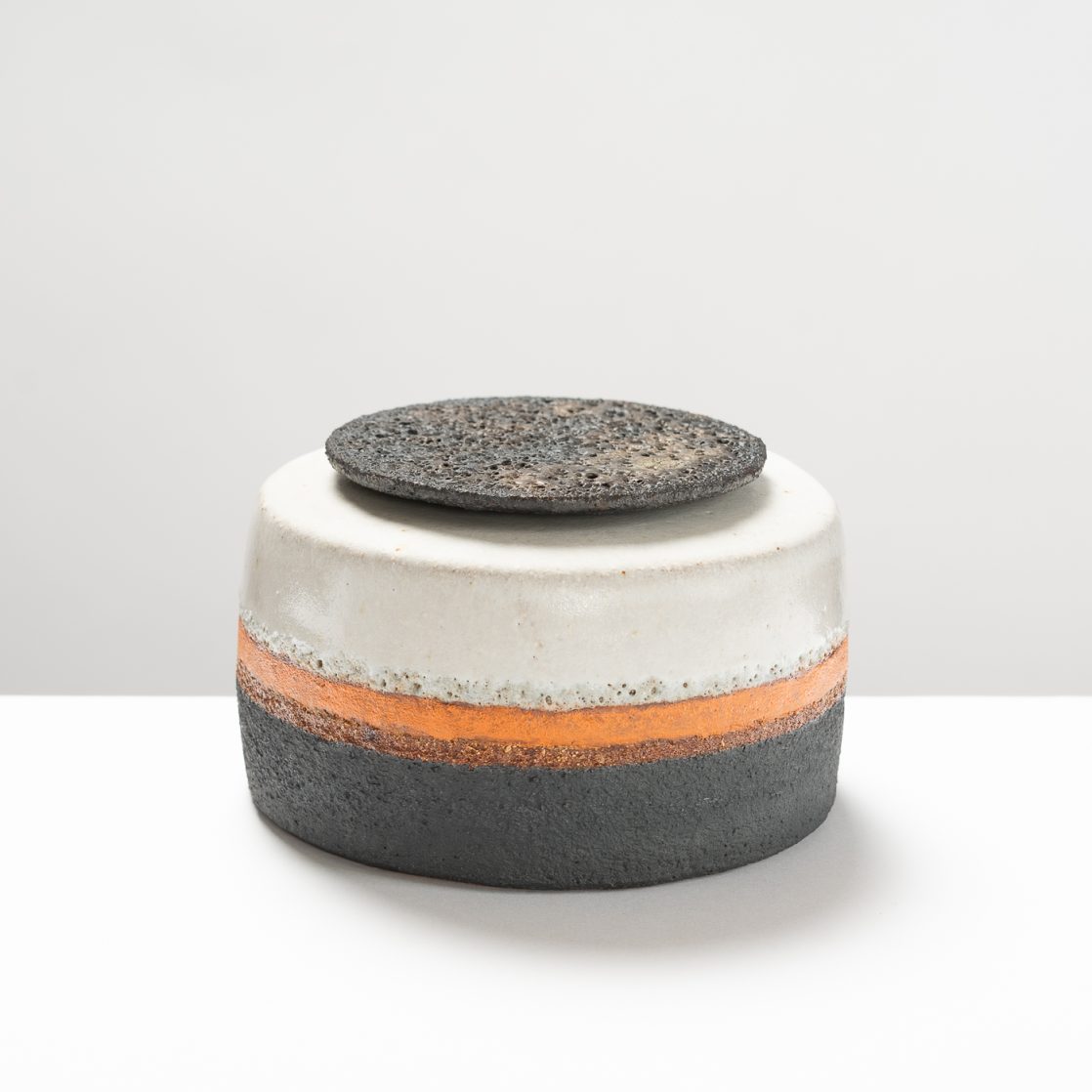 RD422Y219 Black/Orange/White Lidded Vessel